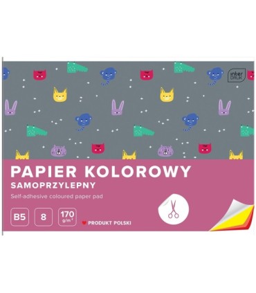 PAPIER KOLOROWY SAMOPRZYLEPNY B5 8 KOLORÓW 170g