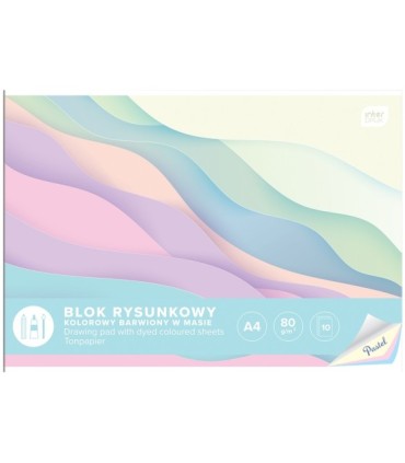 BLOK RYSUNBLOK RYSUNKOWY PASTELOWY 10 KARTEK A4 80g InterdrukKOWY KOLOROWY, A4, 10 KARTEK, 80g, INTERDRUK