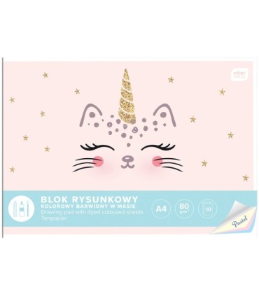 BLOK RYSUNBLOK RYSUNKOWY PASTELOWY 10 KARTEK A4 80g InterdrukKOWY KOLOROWY, A4, 10 KARTEK, 80g, INTERDRUK