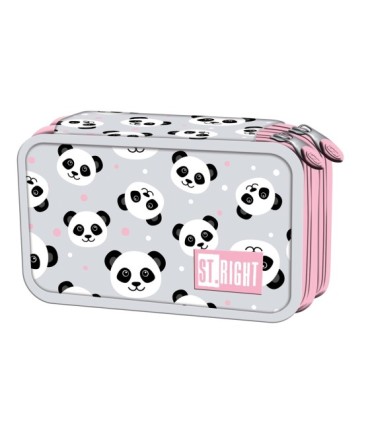 Piórnik podwójny z wyposażeniem St.Right PC04 PANDA GREY