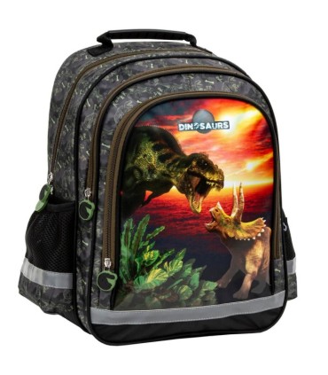 Plecak szkolny dwukomorowy Derform dinozaury
