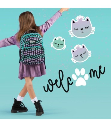 Plecak szkolny trzykomorowy Derform BACKUP P pastelowe kotki