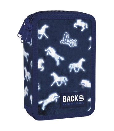 PIÓRNIK SZKOLNY Z WYPOSAŻENIEM BACK UP DERFORM KONIE POTRÓJNY