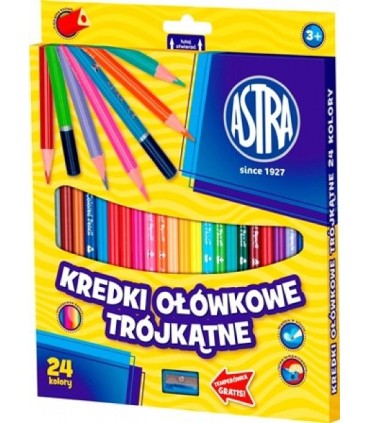 24 kredki ołówkowe trójkątne Astra + temperówka
