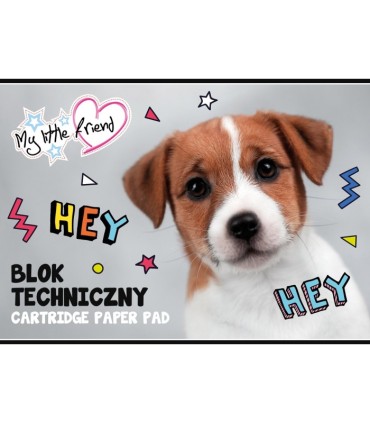 Zestaw 2x blok techniczny 10+10 białych kartek A4 Kotek + Piesek Unipap