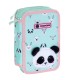 Trzykomorowy piórnik z wyposażeniem ASTRABAG JUMBO TEDDY PANDA
