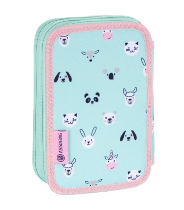 Trzykomorowy piórnik z wyposażeniem ASTRABAG JUMBO TEDDY PANDA