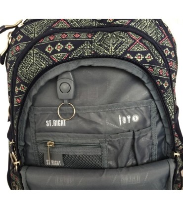 Trzykomorowy plecak szkolny St.Right 27 L, Chequered Pattern