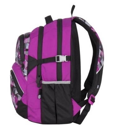 Lekki plecak szkolny Bagmaster w trójkąty i kwadraty, fioletowy