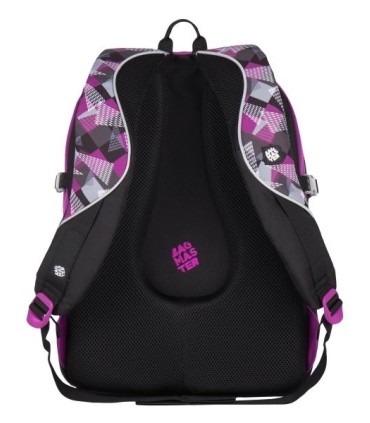 Lekki plecak szkolny Bagmaster w trójkąty i kwadraty, fioletowy