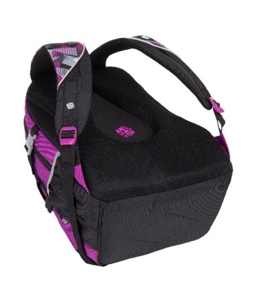 Lekki plecak szkolny Bagmaster w trójkąty i kwadraty, fioletowy