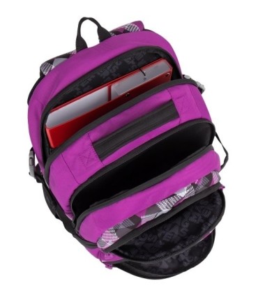 Lekki plecak szkolny Bagmaster w trójkąty i kwadraty, fioletowy