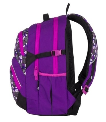 Lekki plecak szkolny Bagmaster w kratkę, fioletowy