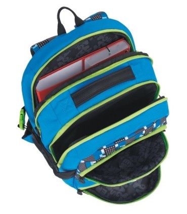 Lekki plecak szkolny Bagmaster w kratkę, niebieski