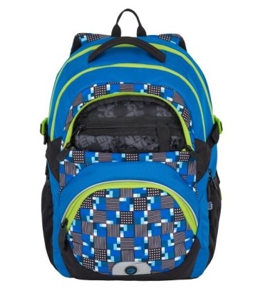 Lekki plecak szkolny Bagmaster w kratkę, niebieski