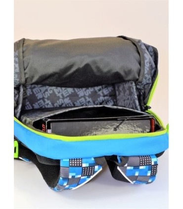 Lekki plecak szkolny Bagmaster w kratkę, niebieski