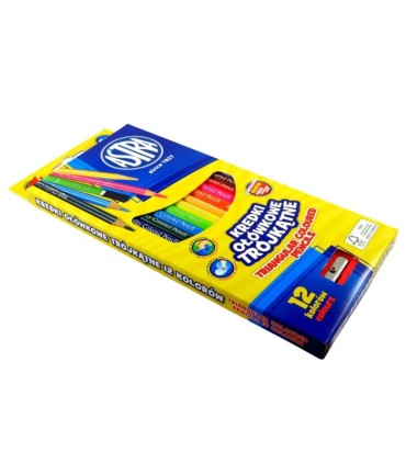 12 kredki ołówkowe trójkątne Astra Vision + temperówka