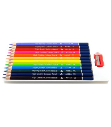 12 kredki ołówkowe trójkątne Astra Vision + temperówka