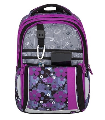 Plecak szkolny Bagmaster kwiatuszki - trzykomorowy