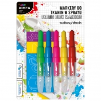 Markery w sprayu do tkanin i butów KIDEA - 5 kolorów + szablony zwierzaki