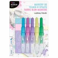 Markery w sprayu do tkanin i butów KIDEA - 5 pastelowych kolorów + szablony