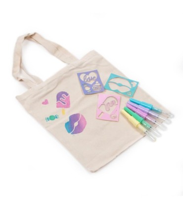 Markery w sprayu do tkanin i butów KIDEA - 5 pastelowych kolorów + szablony