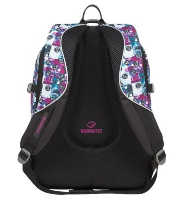 Lekki plecak szkolny Bagmaster we wzorki z różowymi suwakami