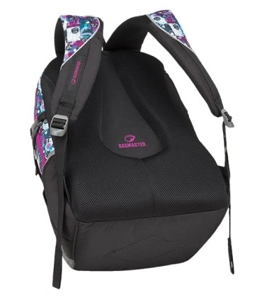 Lekki plecak szkolny Bagmaster we wzorki z różowymi suwakami