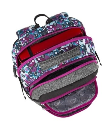 Lekki plecak szkolny Bagmaster we wzorki z różowymi suwakami