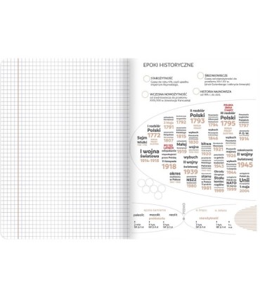 Zeszyt DO HISTORII, A5 60k, TOP-2000, kratka z marginesem, przydatne ściągii
