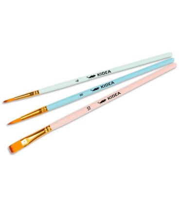 Pędzelki szkolne pastelowe z naturalnego włosia Kidea 3 szt. 4/8/10