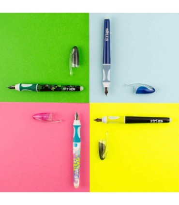 Pióro ze stalówką wymazywalne ergonomiczne + naboje + czyścik STRIGO