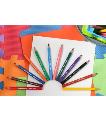 BIC KIDS EVO GRUBE OŁÓWKOWE TRÓJKĄTNE KREDKI DLA DZIECI 12 KOLORÓW, EKO