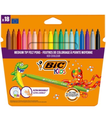 FLAMASTRY DO RYSOWANIA DLA DZIECI BIC COULEUR MAZAKI 18 ŻYWYCH KOLORÓW