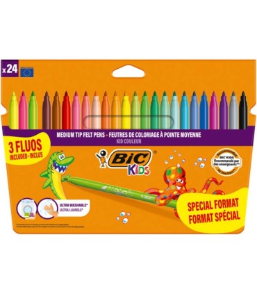 FLAMASTRY MAZAKI BIC COULEUR FLUO 24 KOLORY W TYM 3 FLUORESCENCYJNE, PISAKI