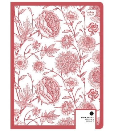 4 X ZESZYT A5, 60 KARTEK, KRATKA Z MARGINESEM, INTERDRUK, DLA DZIEWCZYNY, Botanique