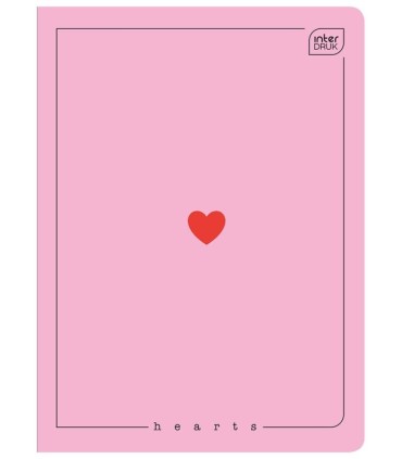 4 X ZESZYT A5 DLA DZIEWCZYNY, 60 KARTEK, KRATKA Z MARGINESEM, INTERDRUK Hearts / Serca