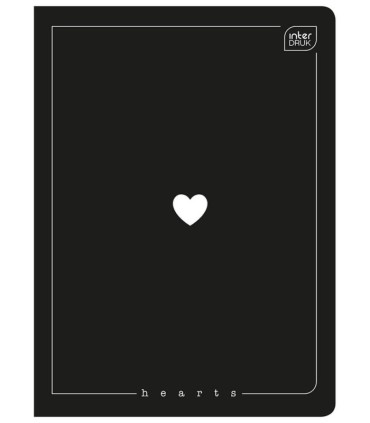 4 X ZESZYT A5 DLA DZIEWCZYNY, 60 KARTEK, KRATKA Z MARGINESEM, INTERDRUK Hearts / Serca