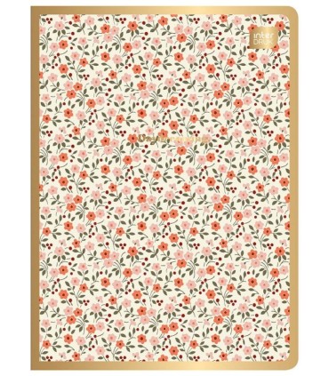 4 X ZESZYT A5, 60 KARTEK, LINIA Z MARGINESEM, INTERDRUK, KWIATY + SATYNOWA METALIZA