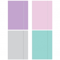 4 szt. x teczka z gumką w 4 różnych kolorach pastelowych, A4, 300g, Interdruk