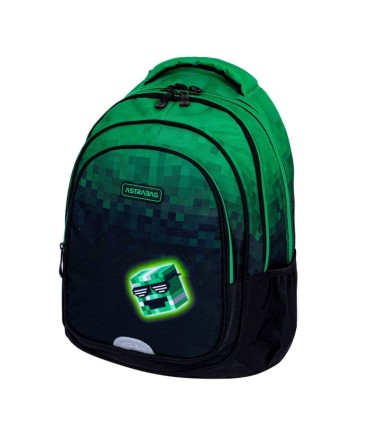 Plecak szkolny trzykomorowy Astra BAG AB300 PIXEL HERO dla fana Minecraft