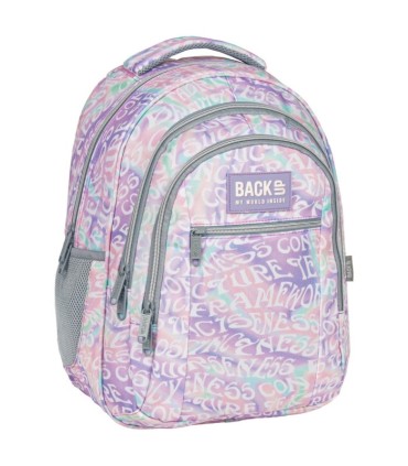 Plecak szkolny trzykomorowy Derform BACKUP model O KREMOWE NAPISY