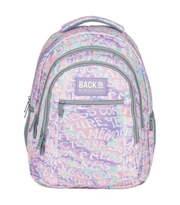 Plecak szkolny trzykomorowy Derform BACKUP model O KREMOWE NAPISY