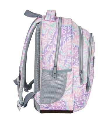 Plecak szkolny trzykomorowy Derform BACKUP model O KREMOWE NAPISY