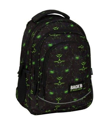 Plecak szkolny trzykomorowy Derform BACKUP model X MONSTER GREEN