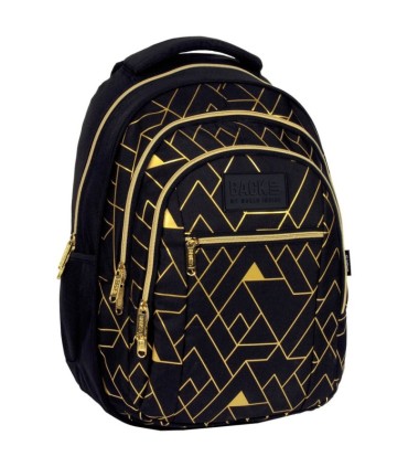 Plecak szkolny trzykomorowy Derform BACKUP model O GEOMETRIC GOLD
