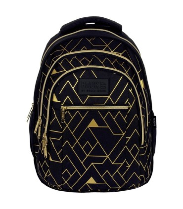 Plecak szkolny trzykomorowy Derform BACKUP model O GEOMETRIC GOLD
