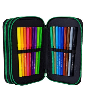 Trzykomorowy piórnik JUMBO z wyposażeniem dla chłopca PIXEL HERO, ASTRA