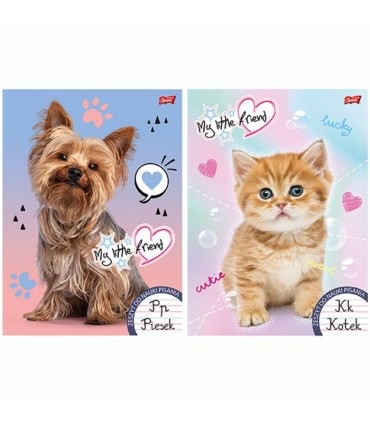 ZESTAW DO NAUKI PISANIA DLA DZIEWCZYNKI: 2X ZESZYT A4 32K 3linia, GRA EDUKACYJNA, 4 TRÓJKĄTNE OŁÓWKI (GRUBE I CIENKIE)