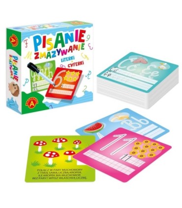 ZESTAW DO NAUKI PISANIA DLA DZIEWCZYNKI: 2X ZESZYT A4 32K 3linia, GRA EDUKACYJNA, 4 TRÓJKĄTNE OŁÓWKI (GRUBE I CIENKIE)